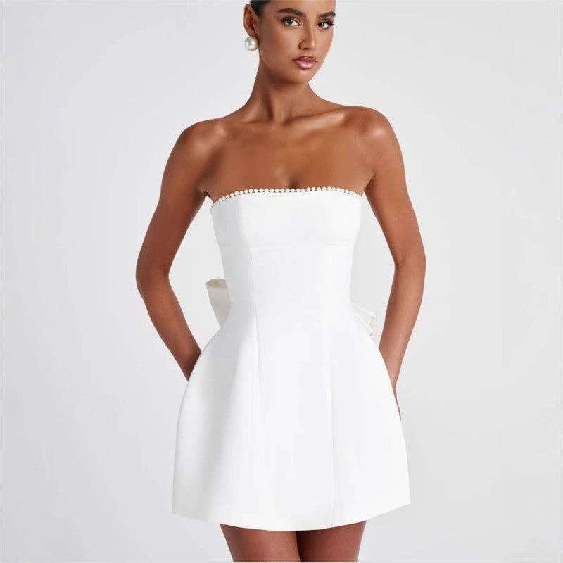 Pearl Bow Mini Dress