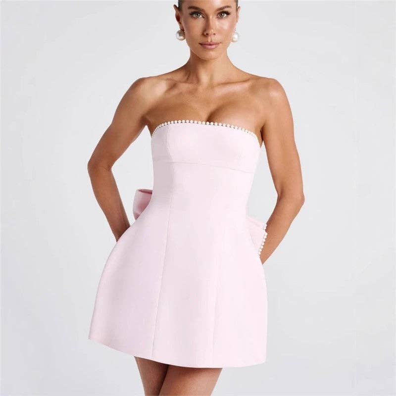 Pearl Bow Mini Dress