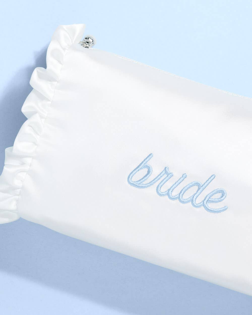 Embroidered Bride Satin Cosmetic Bag