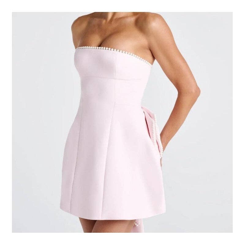 Pearl Bow Mini Dress